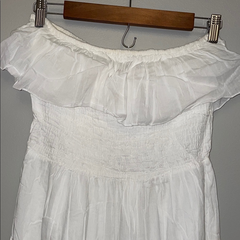 Chic White Ruffled Maxi Dress - Picture 2 of 6